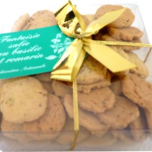 Biscuits salés au basilic et romarin boîte cristal 250g