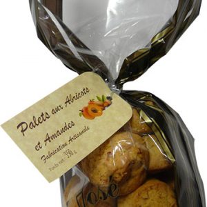 Palets aux abricots et aux amandes en sachet translucide