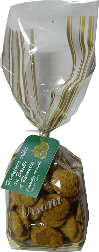 Fantaisies salées au basilic et au romarin en sachet translucide